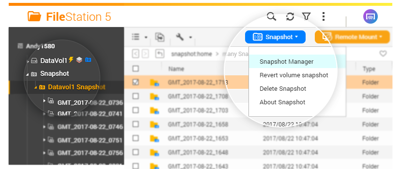 Snapshots can be managed easily.